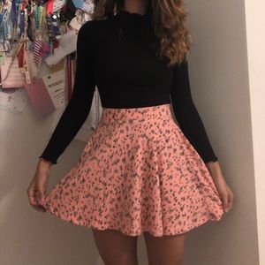 Floral Doodle Pink Skater Skirt